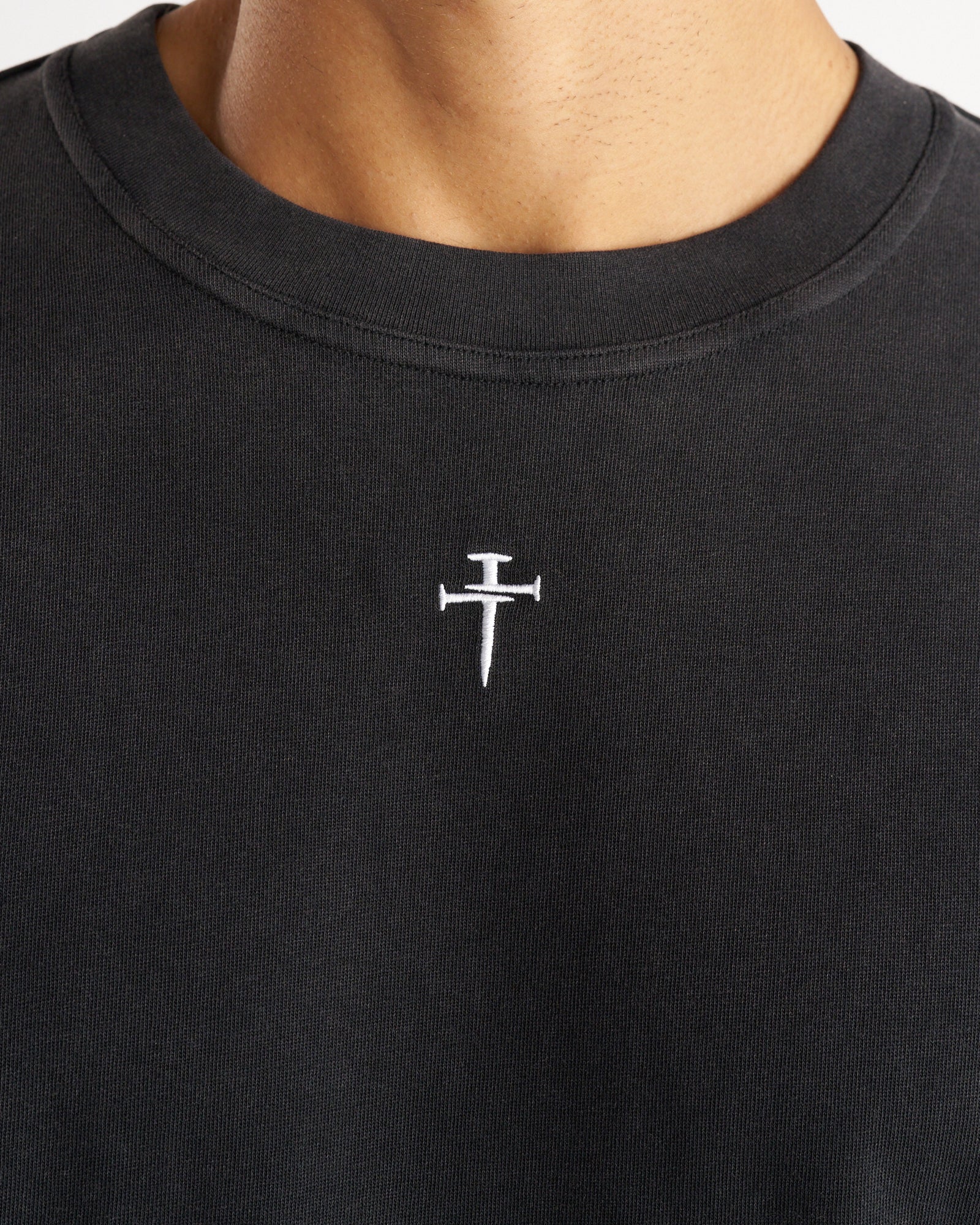Heavyweight Cotton Oversized Tee "FHG" - Acid Wash